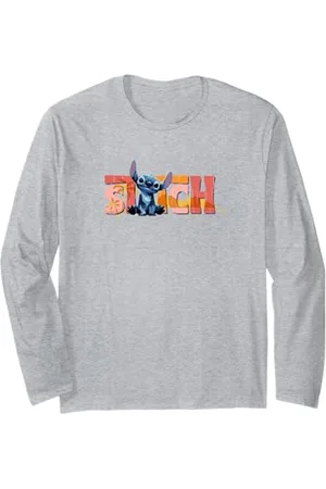 Disney Lilo & Stitch Cute Stitch Sitting Logo Maglia a Manica
