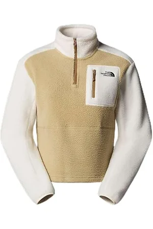 The North Face NF0A88433CG W YUMIORI 1/4 Zip Maglia Lunga Donna Khaki Stone/White Dune/Taglia L