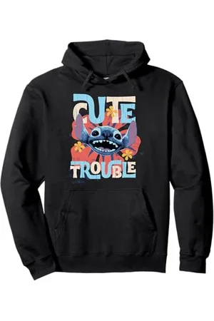 Disney Lilo & Stitch Cute Trouble Big Stitch Face Distressed Felpa con Cappuccio