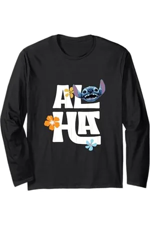 Disney Lilo & Stitch Aloha Distressed Floral Logo Maglia a Manica