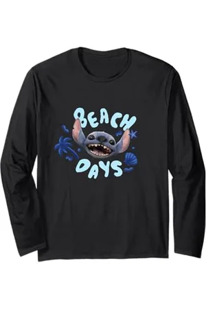 Disney Lilo & Stitch Beach Days Big Stitch Face Logo Maglia a Manica