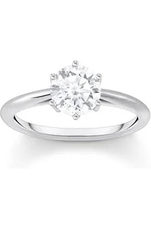 Thomas Sabo Anello con pietra bianca taglio brillante in argento sterling 925 riciclato, misura 58, TR2474-051-14-58, metallo prezioso