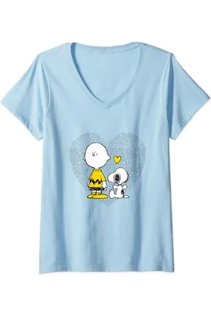 Peanuts Charlie Brown Snoopy Dot Heart Maglietta con Collo a V