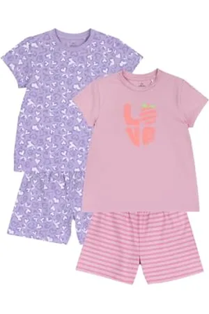 chicco Pigiami Bambina, Set di 2 Pigiami Corti, con T-Shirt e Pantaloncini, in 100% Cotone, Ideali per la Primavera e L