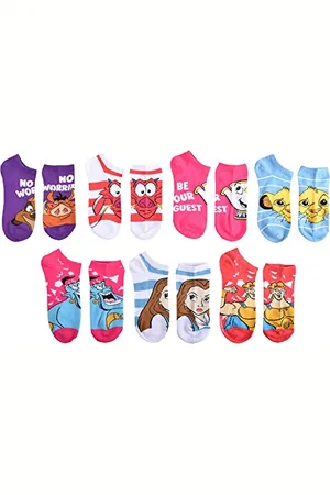 Disney Socks Calzini No Show, (Confezione da 7), Taglia Unica (Pacco da 7) Donna