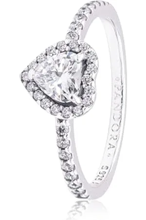 PANDORA Timeless Anello con cuore in rilievo in Sterling con zirconia cubica trasparente, 50