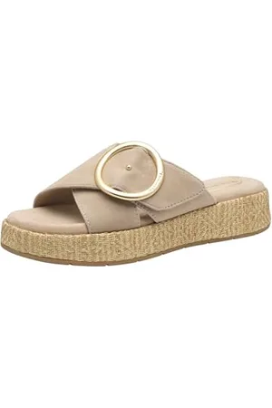 Tamaris Comfort Damen Pantolette Leder Wide Fit, Sandali con Zeppa Donna, , 42 EU