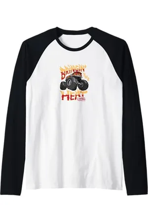 Hot Wheels Monster Trucks - Portare il calore Maglia con Maniche Raglan
