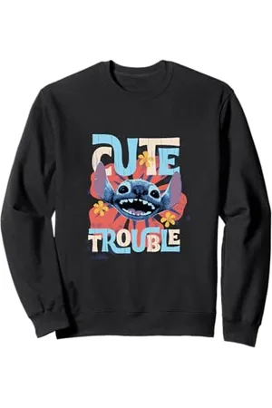 Disney Lilo & Stitch Cute Trouble Big Stitch Face Distressed Felpa