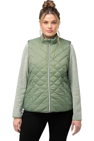 Ulla Popken Donna, taglie forti, gilet trapuntato HYPRAR, idrorepellente, collo in piedi, riciclato