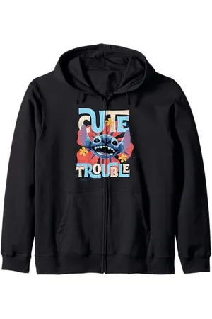 Disney Lilo & Stitch Cute Trouble Big Stitch Face Distressed Felpa con Cappuccio