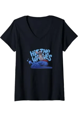 Disney Donna Lilo & Stitch Hit The Waves Surfing Stitch Maglietta con Collo a V