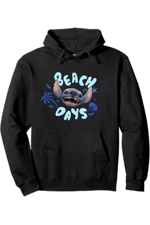 Disney Lilo & Stitch Beach Days Big Stitch Face Logo Felpa con Cappuccio