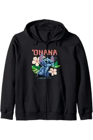 Disney Lilo & Stitch Ohana Sitting Stitch Cute Logo Felpa con Cappuccio