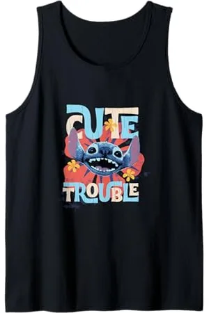 Disney Lilo & Stitch Cute Trouble Big Stitch Face Distressed Canotta