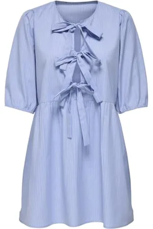 ONLY Onlclara Tessa Life SS Bow Dress Wvn, Serenity, XS Donna