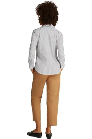 Tommy Hilfiger Donna Camicia Poplin Regular Fit, Multicolore (Classic Ithaca/ Dark Night Navy), 42