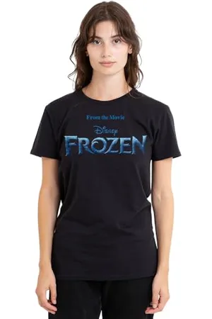 Disney Mandarin creative ltd Frozen Logo Ladies T Shirt, Black, , M Donna