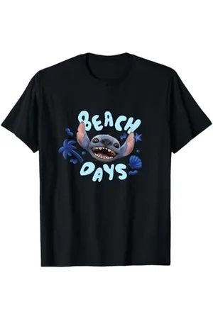 Disney Lilo & Stitch Beach Days Big Stitch Face Logo Maglietta