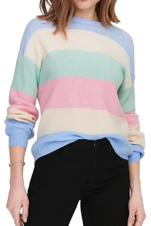 ONLY Maglia Maglione Maglieria Girocollo Manica Lunga Spalle Cadenti Polsini a Costine, Colore: , Taglia:L