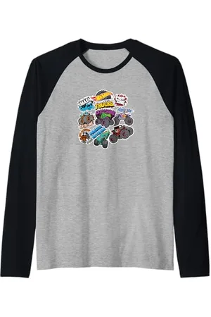 Hot Wheels Monster Trucks - Adesivi Maglia con Maniche Raglan