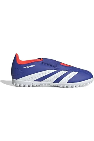 adidas Predator Club Velcro J Football Boots Turf, Scarpe da Calcio Unisex-Adulto, Lucid Blue/Cloud White/Solar Red, 38 EU