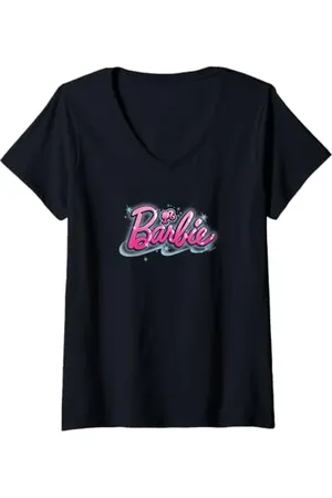 Barbie Donna - Logo aerografo Maglietta con Collo a V