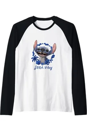 Disney Lilo & Stitch Stitch Vibes Cute Face Portrait Maglia con Maniche Raglan