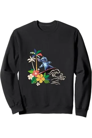 Disney Lilo & Stitch Surfing Stitch Vintage Floral Logo Felpa