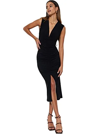 Trendyol Slim Fit Knit Dress Women Midi Bodycon Abito in Maglia Aderente, Black, S Donna