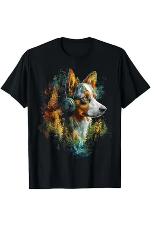 DogtastiQ Corgi Dog Dog Graphic Pet Music Cuffia Corgi Dog Maglietta