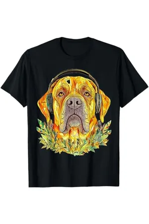DogtastiQ Mastiff Dog Graphic Pet Art Music Cuffia Mastiff Maglietta