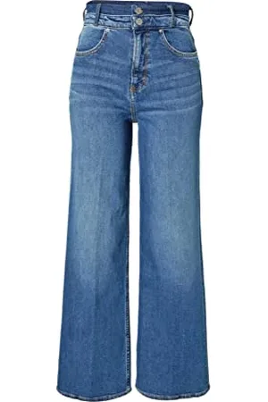 QS by s.Oliver 120.10.202.26.180.2109782 Suri Pantaloni Lunghi Gamba Larga, Faded Blue Denim S, 34W x 30L Donna