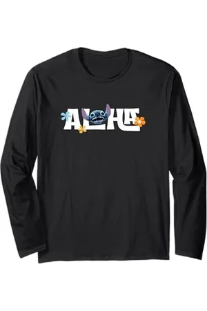 Disney Lilo & Stitch Aloha Floral Text Logo Maglia a Manica