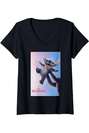 Disney Donna Lilo & Stitch Rafiki Lifting Stitch Poster Maglietta con Collo a V