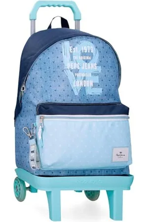 Pepe Jeans Noni Denim Zaino Scuola con Carrello Portatile 15,6 Pollici 31x42x17,5 cm Poliestere by Joumma Bags, , Taglia unica, Zaino scuola con carrello