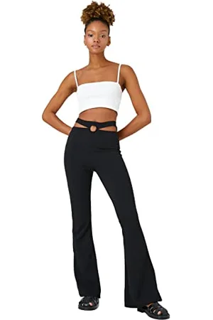 Koton Flare Leg Trousers Cut out Detail Pantaloni, (999), S Donna