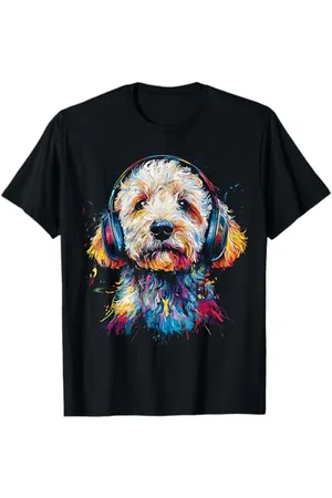 DogtastiQ Labradoodle Dog Graphic Pet Music Cuffia Labradoodle Maglietta