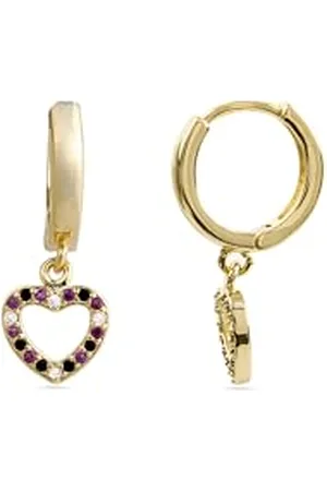 Luxenter Orecchini con zirconi multicolore rifiniti in oro giallo 18k - Becias, Pequeños, Metallo, Zirconia cubica