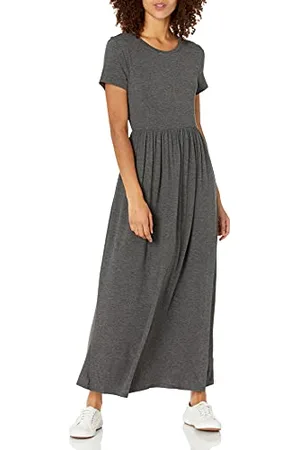 Amazon Vestito Molto Lungo Stretto in Vita A Maniche Corte (Taglie Forti Disponibili) Donna, , L