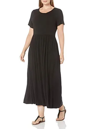 Amazon Vestito Molto Lungo Stretto in Vita A Maniche Corte (Taglie Forti Disponibili) Donna, , XXL