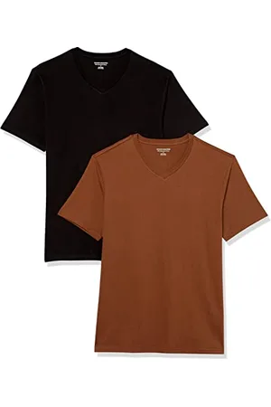 Amazon Confezione da 2 Magliette con Scollo a V a Maniche Corte vestibilità Slim Uomo, Pacco da 2, , M