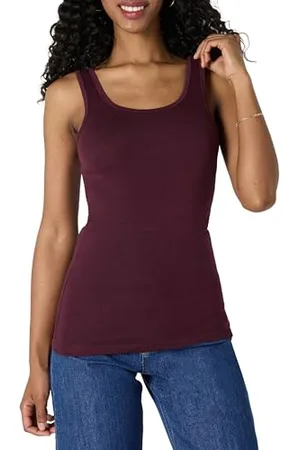 Amazon Canottiera vestibilità Aderente Donna, Pacco da 4, , L