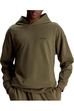 Calvin Klein Felpa Uomo L/S con Cappuccio, (Dark Olive), L