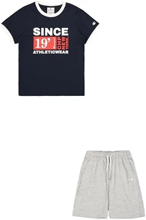 Champion Legacy Boy-Graphic Crewneck Set with Large Print, (BS501), 7-8 Anni Bambini e Ragazzi