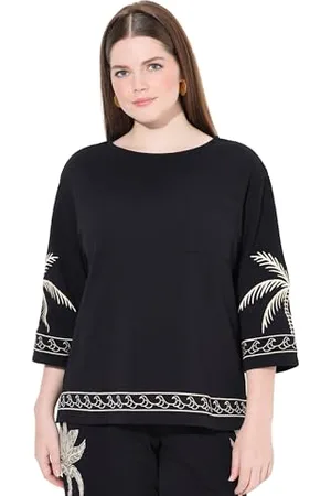 Ulla Popken Palms Sweatshirt Felpa, , 46-48 Donna