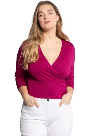 Ulla Popken Bolero, Kurze Jacke, Jersey, 3/4-arm, Saumknoten Camicia, , 52-54 Donna