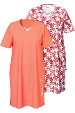Ulla Popken 2 PCS 2 Pezzi Bigshirts, Starfish, , 46-48 Donna