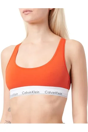 Calvin Klein Unlined Bralette 0000F3785E, Red (Molten), L Donna