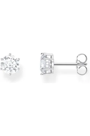 Thomas Sabo Orecchini con pietra bianca taglio brillante argento 925 riciclato H2301-051-14, misura unica, Argento sterling Argento, Zirconia cubica
